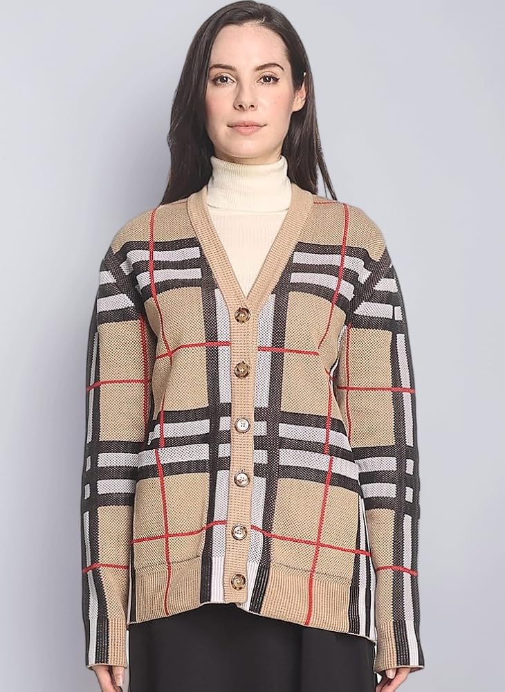 BURBERRY ロングカーディガン グレー 38 ボーダー フード付き BURBERRY ロングカーディガン グレー 38 ボーダー フード付き